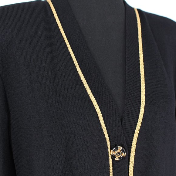 ST. JOHN Collection Black Santana Knit Button Cardigan Jacket Coat size 10 L - Picture 2 of 6